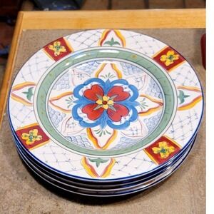 Set of 2 HD Designs Italian Style Floral Plates Dishwasher Microwave Safe